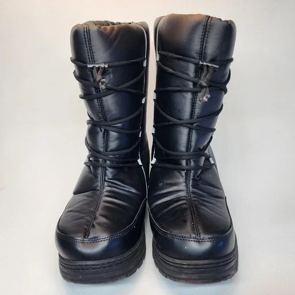 Womens Size 10 Khombu Alpine Puffer Fur Lined Snow Boots Black - Picture 3 of 9